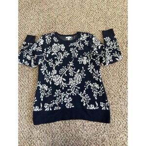 Croft & Barrow Women's‎ Navy Blue/Silver sweater size medium